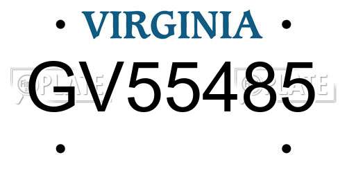 GV55485 Virginia License Plate