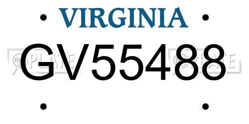GV55488 Virginia License Plate