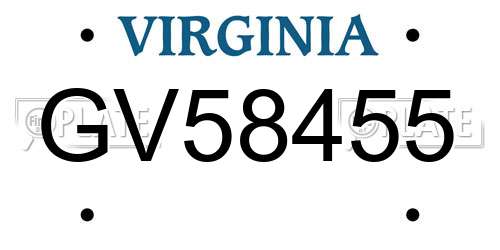 GV58455 Virginia License Plate