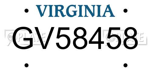 GV58458 Virginia License Plate