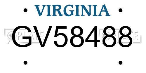 GV58488 Virginia License Plate