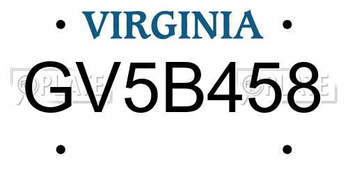 GV5B458 Virginia License Plate