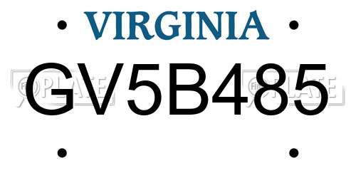 GV5B485 Virginia License Plate