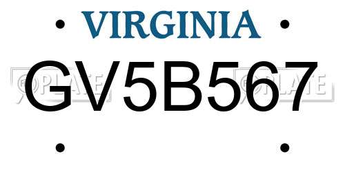 GV5B567 Virginia License Plate