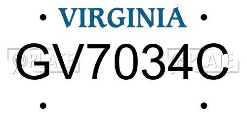 GV7034C Virginia License Plate