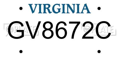 GV8672C Virginia License Plate