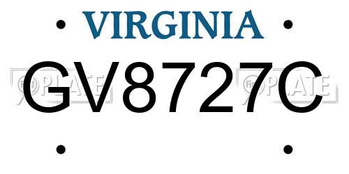 GV8727C Virginia License Plate