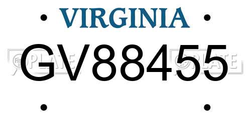 GV88455 Virginia License Plate