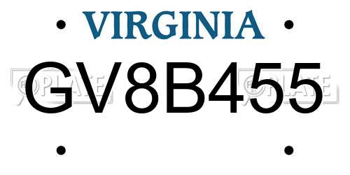 GV8B455 Virginia License Plate