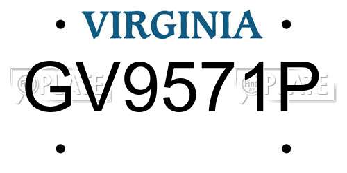 GV9571P Virginia License Plate
