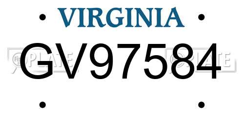 GV97584 Virginia License Plate