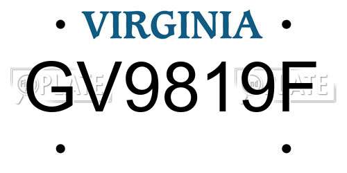 GV9819F Virginia License Plate