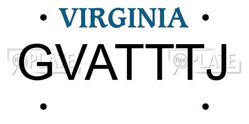 GVATTTJ Virginia License Plate