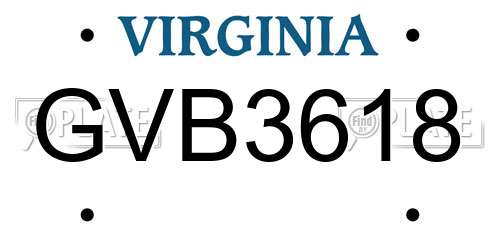 GVB3618 Virginia License Plate