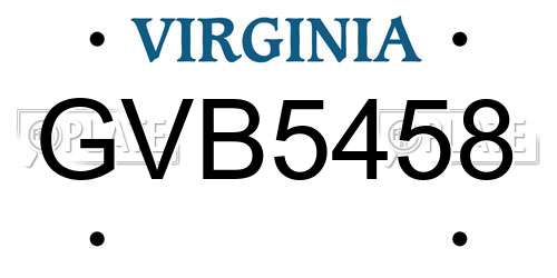 GVB5458 Virginia License Plate