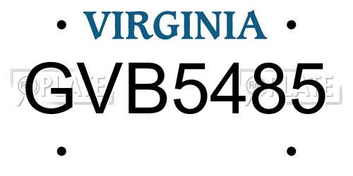 GVB5485 Virginia License Plate