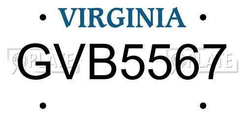 GVB5567 Virginia License Plate