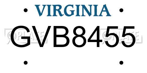 GVB8455 Virginia License Plate