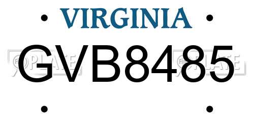 GVB8485 Virginia License Plate
