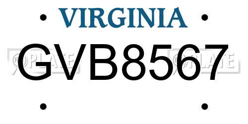 GVB8567 Virginia License Plate