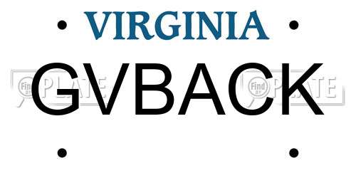 GVBACK Virginia License Plate