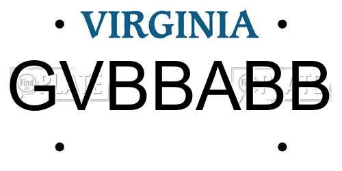 GVBBABB Virginia License Plate
