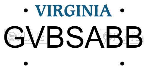 GVBSABB Virginia License Plate