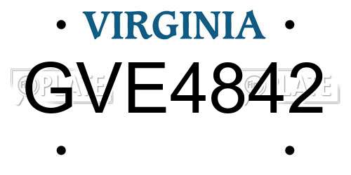 GVE4842 Virginia License Plate