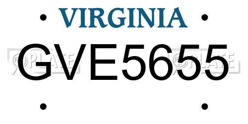 GVE5655 Virginia License Plate