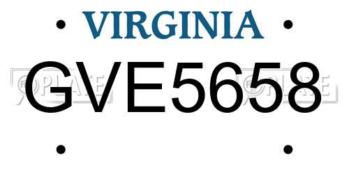 GVE5658 Virginia License Plate