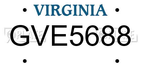 GVE5688 Virginia License Plate