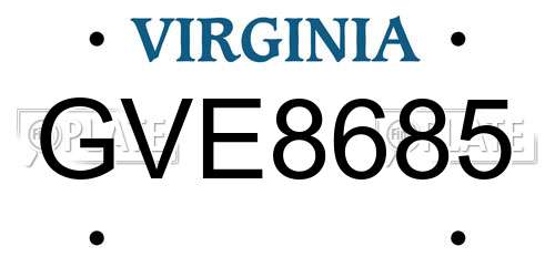 GVE8685 Virginia License Plate