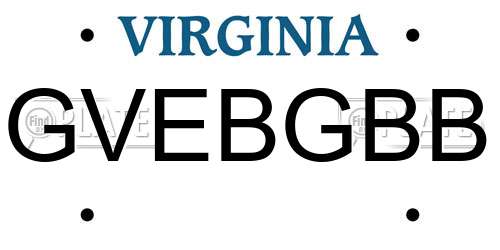 GVEBGBB Virginia License Plate