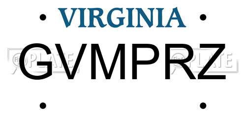 GVMPRZ Virginia License Plate