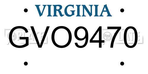 GVO9470 Virginia License Plate