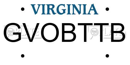 GVOBTTB Virginia License Plate