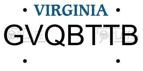 GVQBTTB Virginia License Plate