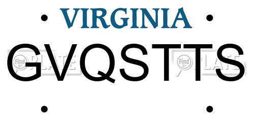 GVQSTTS Virginia License Plate