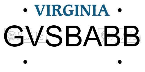GVSBABB Virginia License Plate