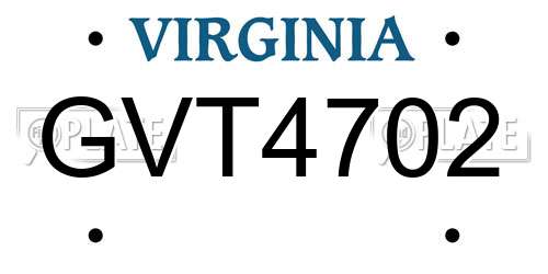 GVT4702 Virginia License Plate