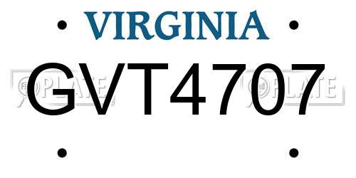 GVT4707 Virginia License Plate