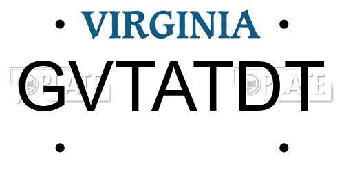 GVTATDT Virginia License Plate