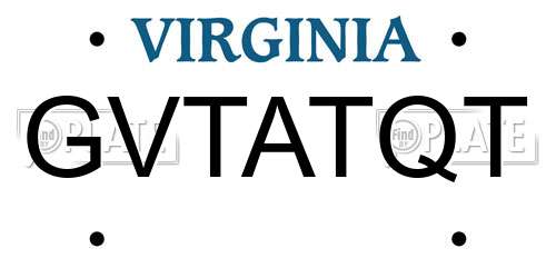 GVTATQT Virginia License Plate