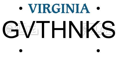 GVTHNKS Virginia License Plate