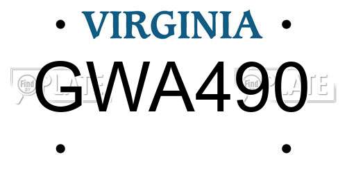 GWA490 Virginia License Plate