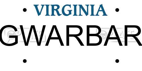 GWARBAR Virginia License Plate