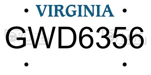 GWD6356 Virginia License Plate