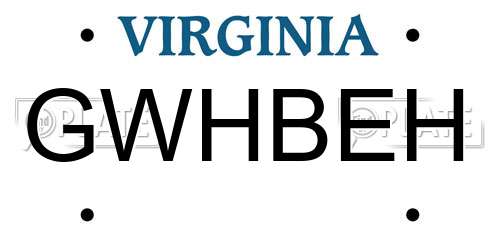 GWHBEH Virginia License Plate