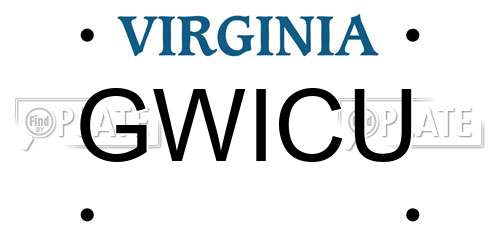 GWICU Virginia License Plate