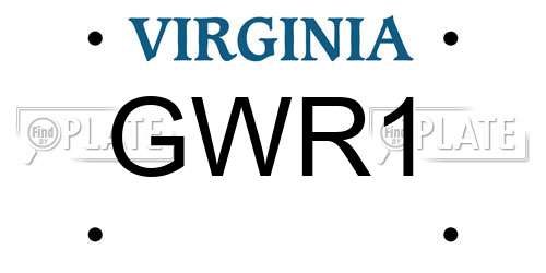 GWR1 Virginia License Plate